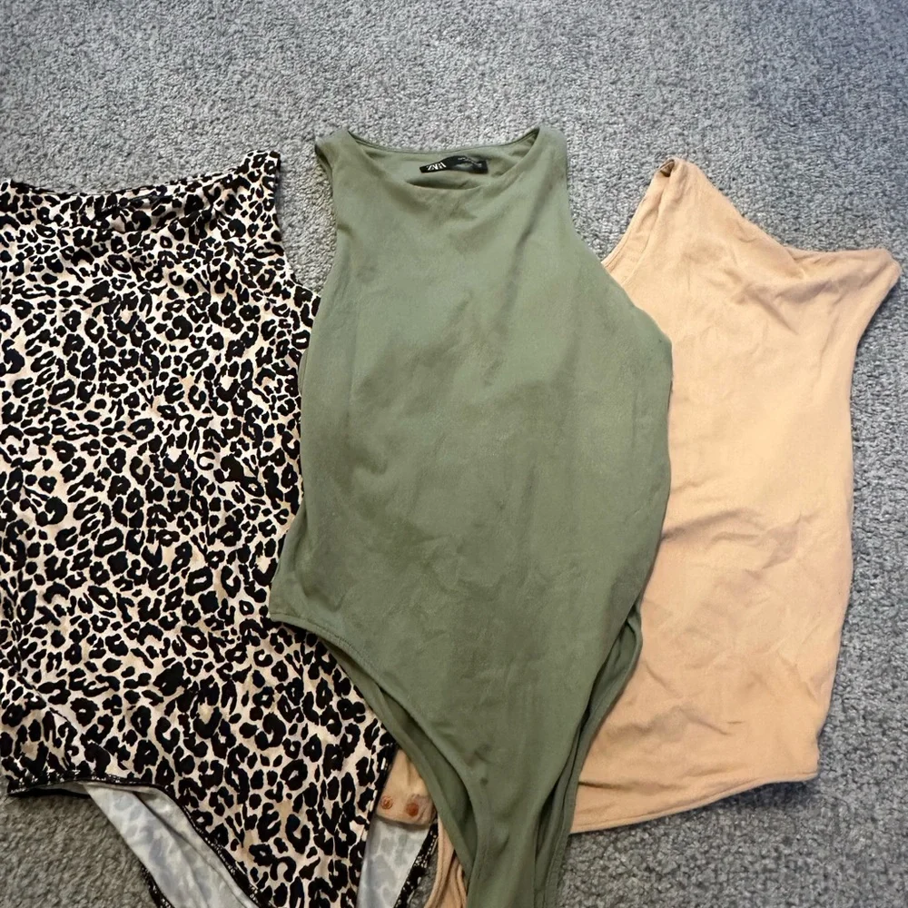 Zara Green, Leopard, and Tan Bodysuits - Picture 4 of 6